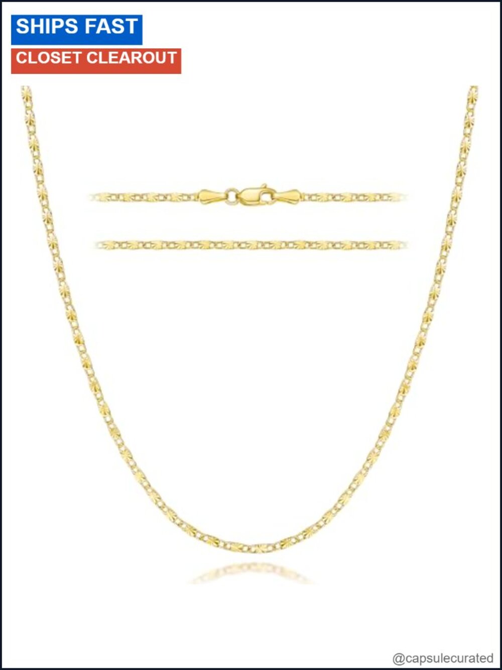 14K Gold Plated Mariner Chain Necklace 1.8mm Women Anchor Link